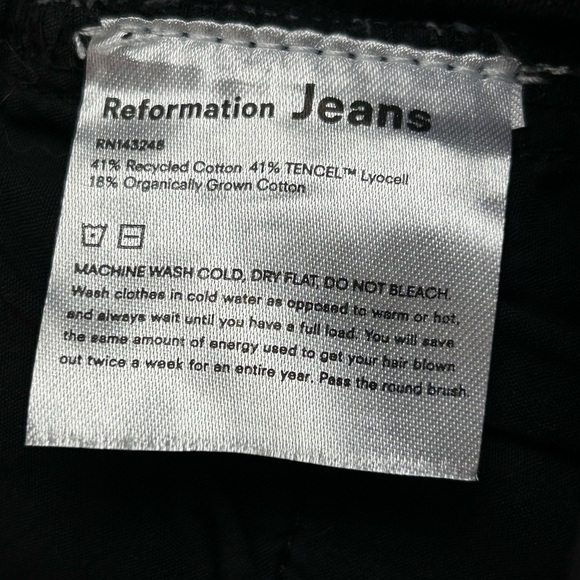 Reformation Julia High Cigarette Black Denim Jean Monterey Wash Women Sz 24 NWT - Picture 12 of 14